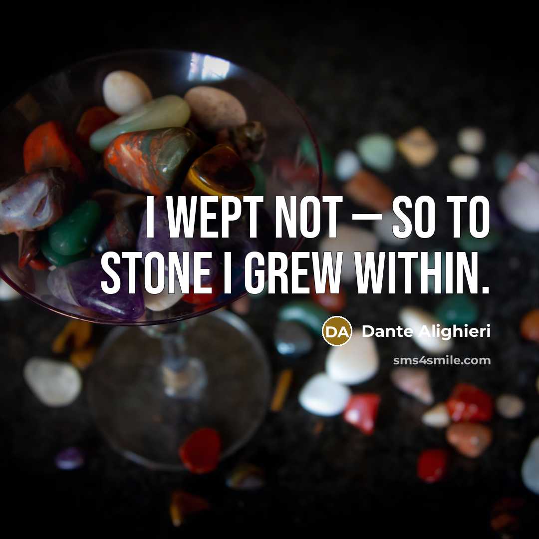 “I wept not — so to stone I grew within.…” quote by Dante Alighieri