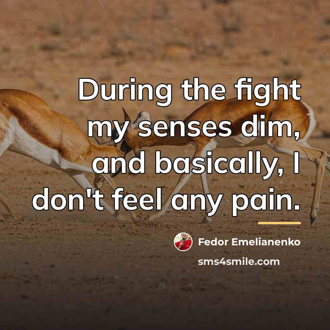 “During the fight my senses dim, and basically, I don't…” quote by Fedor Emelianenko