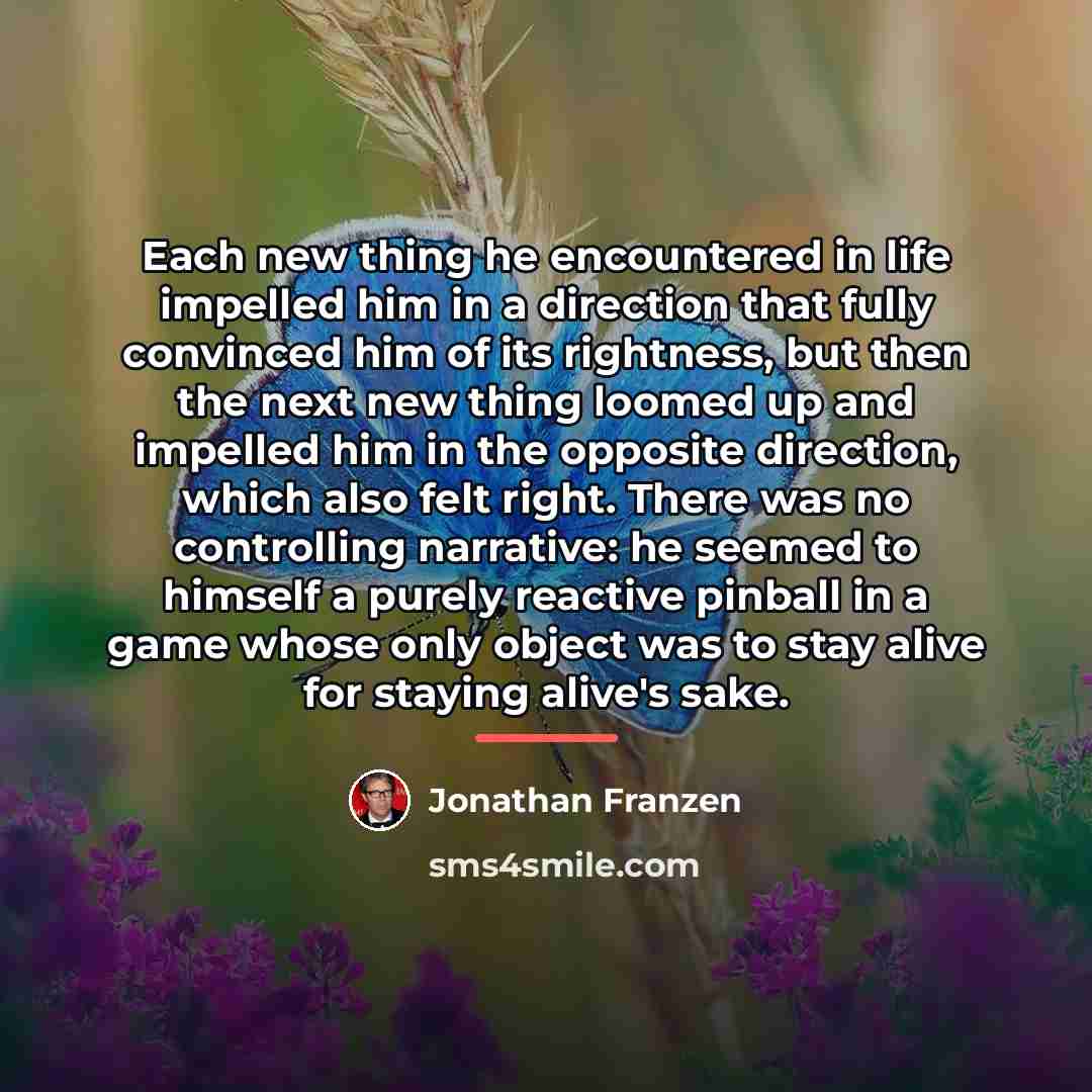 “Each new thing he encountered in life impelled him in…” quote by Jonathan Franzen