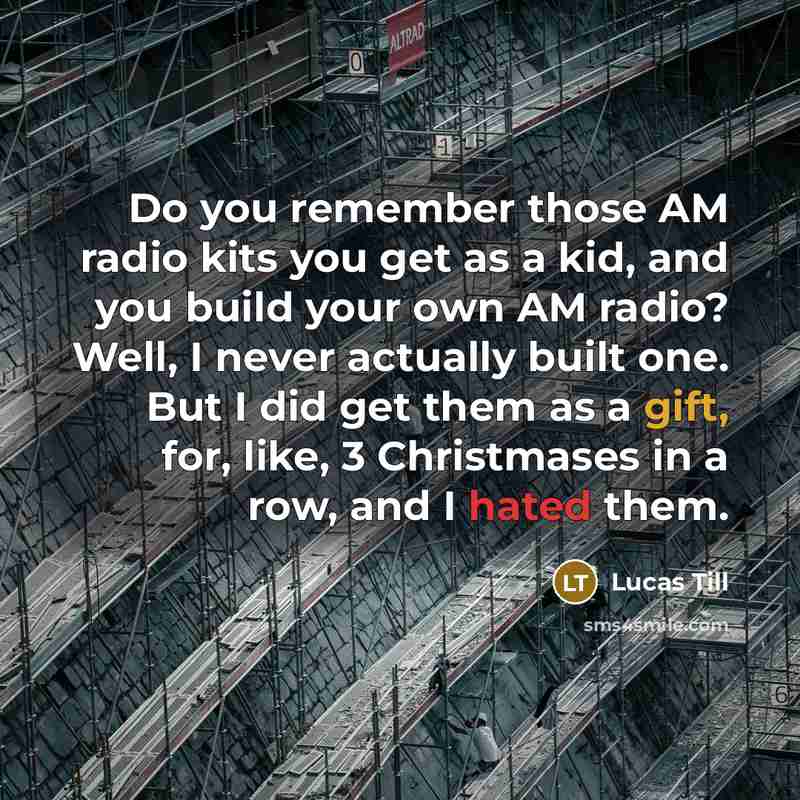 “Do you remember those AM radio kits you get as…” quote by Lucas Till