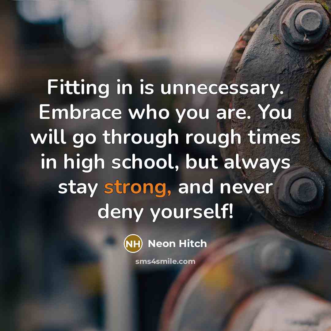 “Fitting in is unnecessary. Embrace who you are. You will…” quote by Neon Hitch