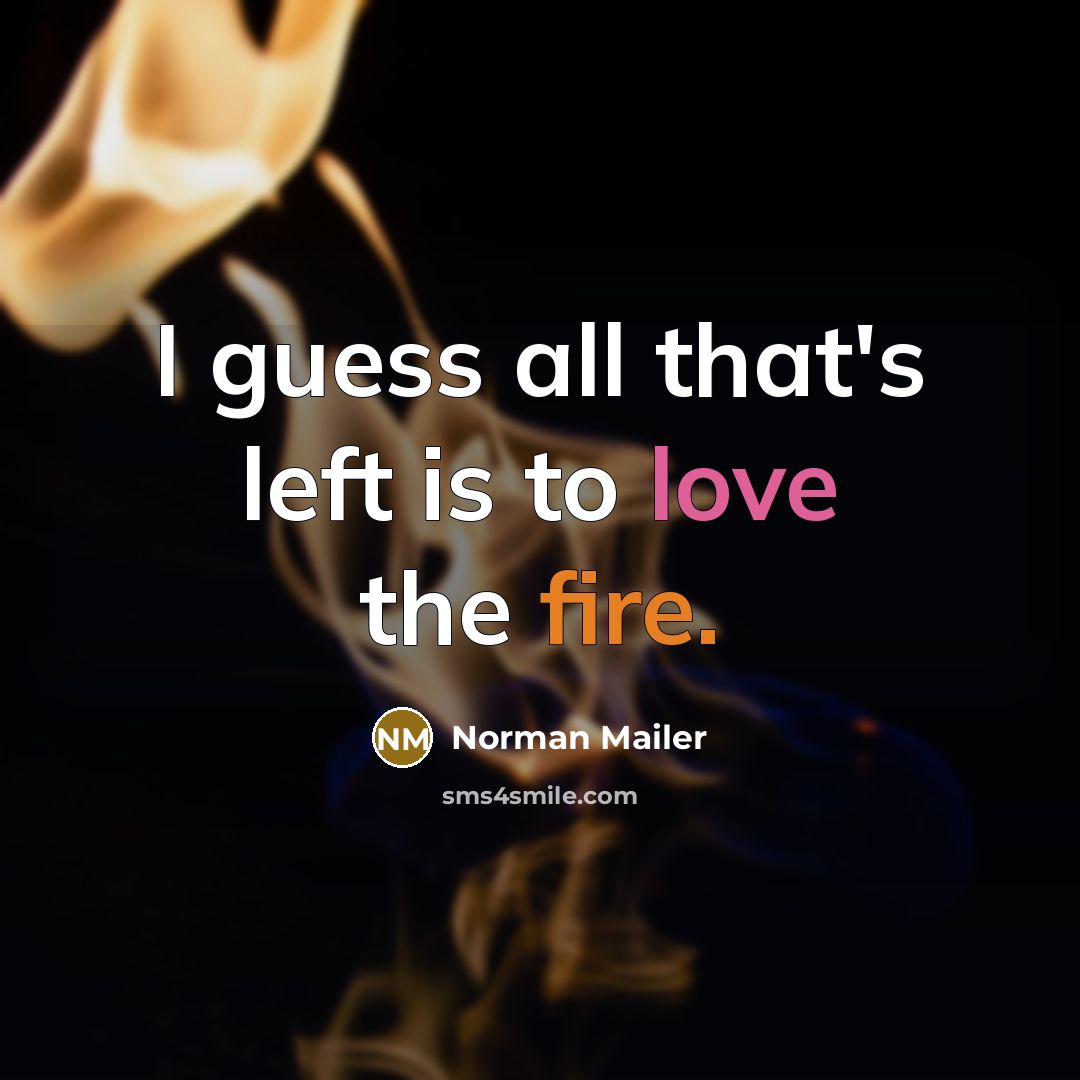 “I guess all that's left is to love the fire.…” quote by Norman Mailer