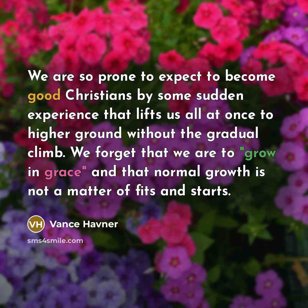 “We are so prone to expect to become good Christians…” quote by Vance Havner