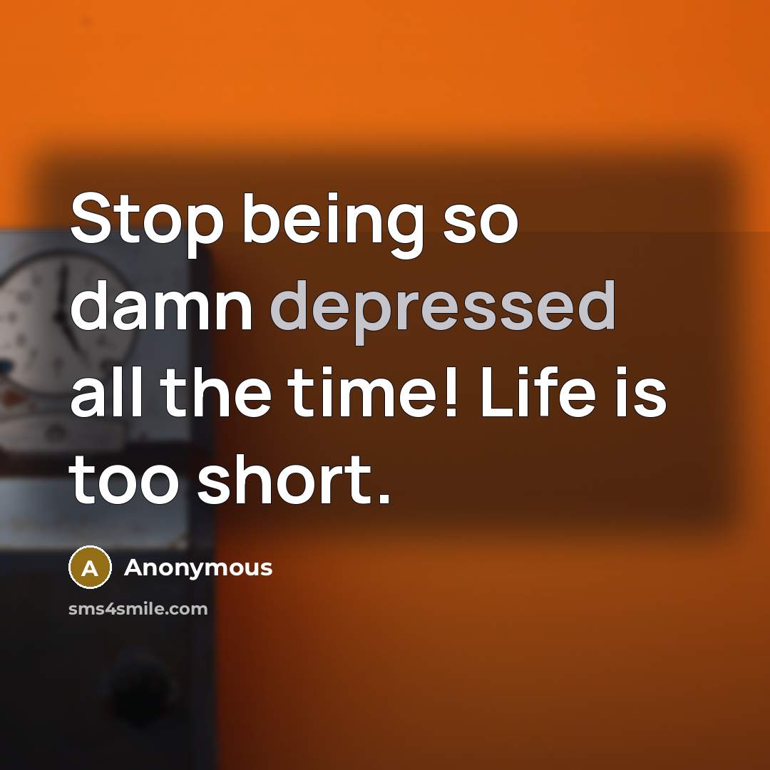 “Stop being so damn depressed all the time! Life is…” quote by Anonymous