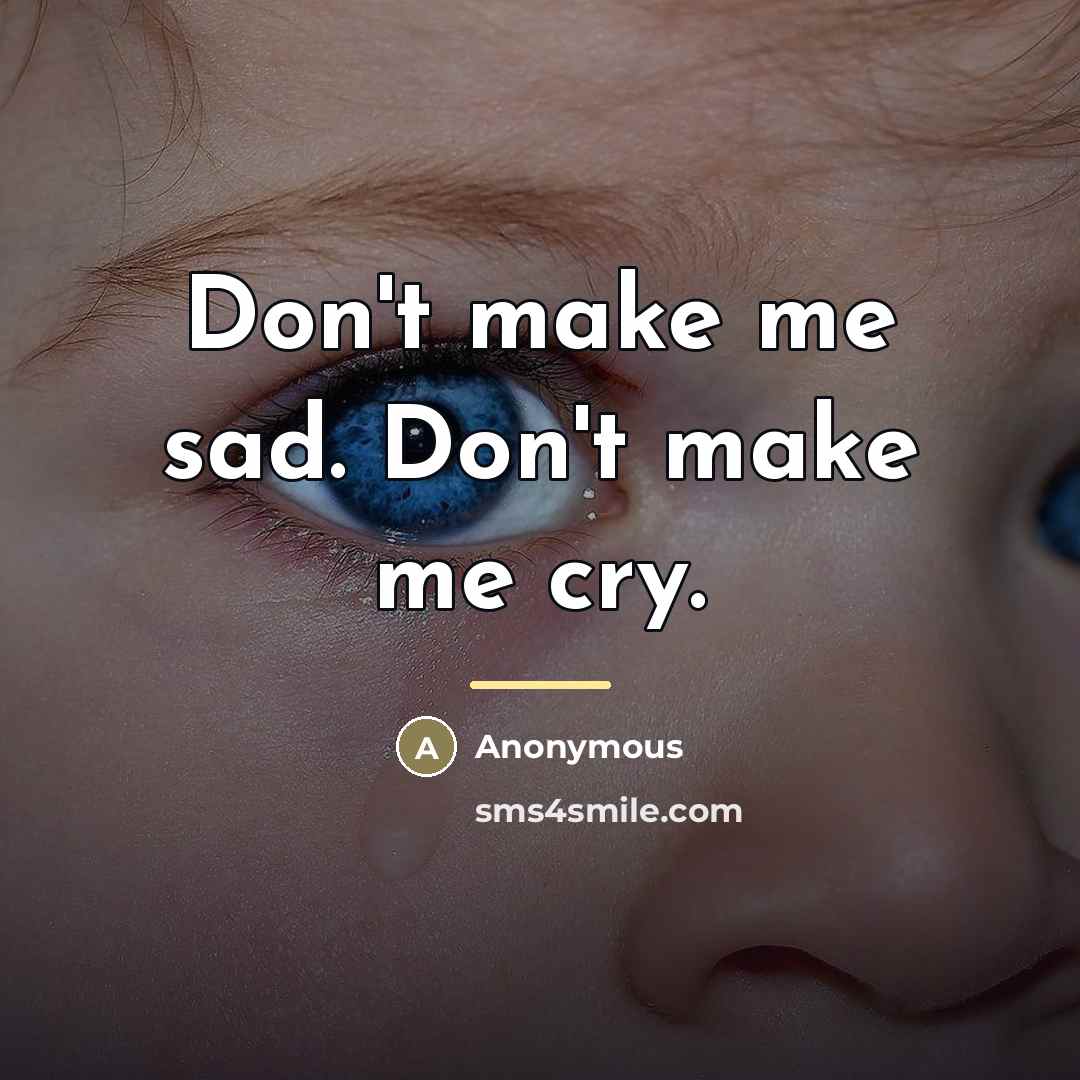 “Don't make me sad. Don't make me cry.…” quote by Anonymous