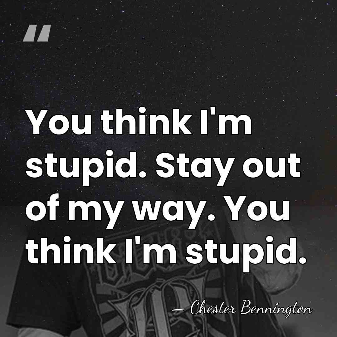 You think I'm stupid. Stay out of my way. You think I'm&hellip; - Chester Bennington