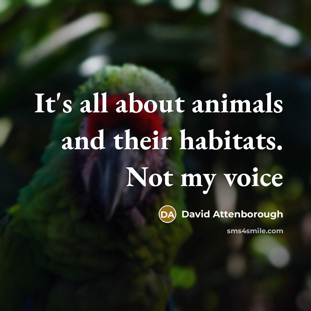 “It's all about animals and their habitats. Not my voice” quote by David Attenborough