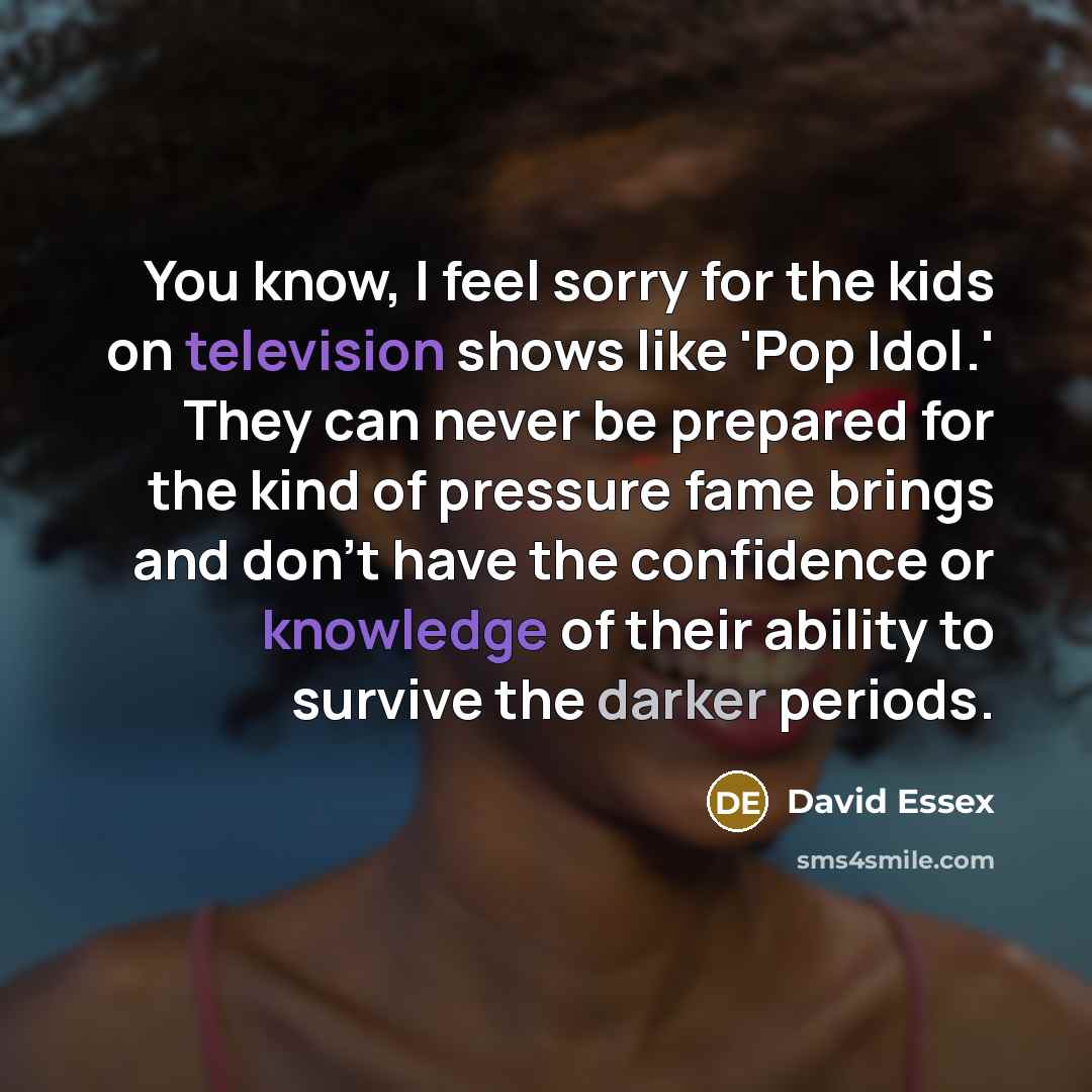 “You know, I feel sorry for the kids on television…” quote by David Essex