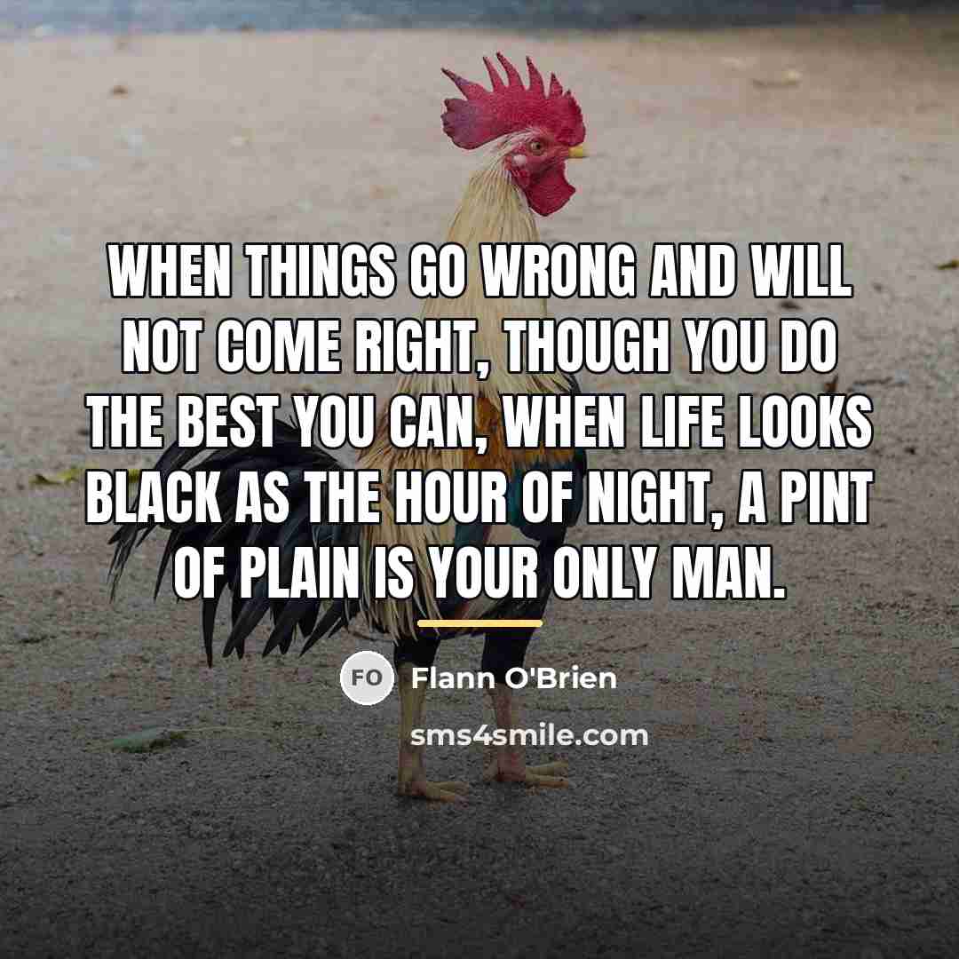 “When things go wrong and will not come right, Though…” quote by Flann O'Brien