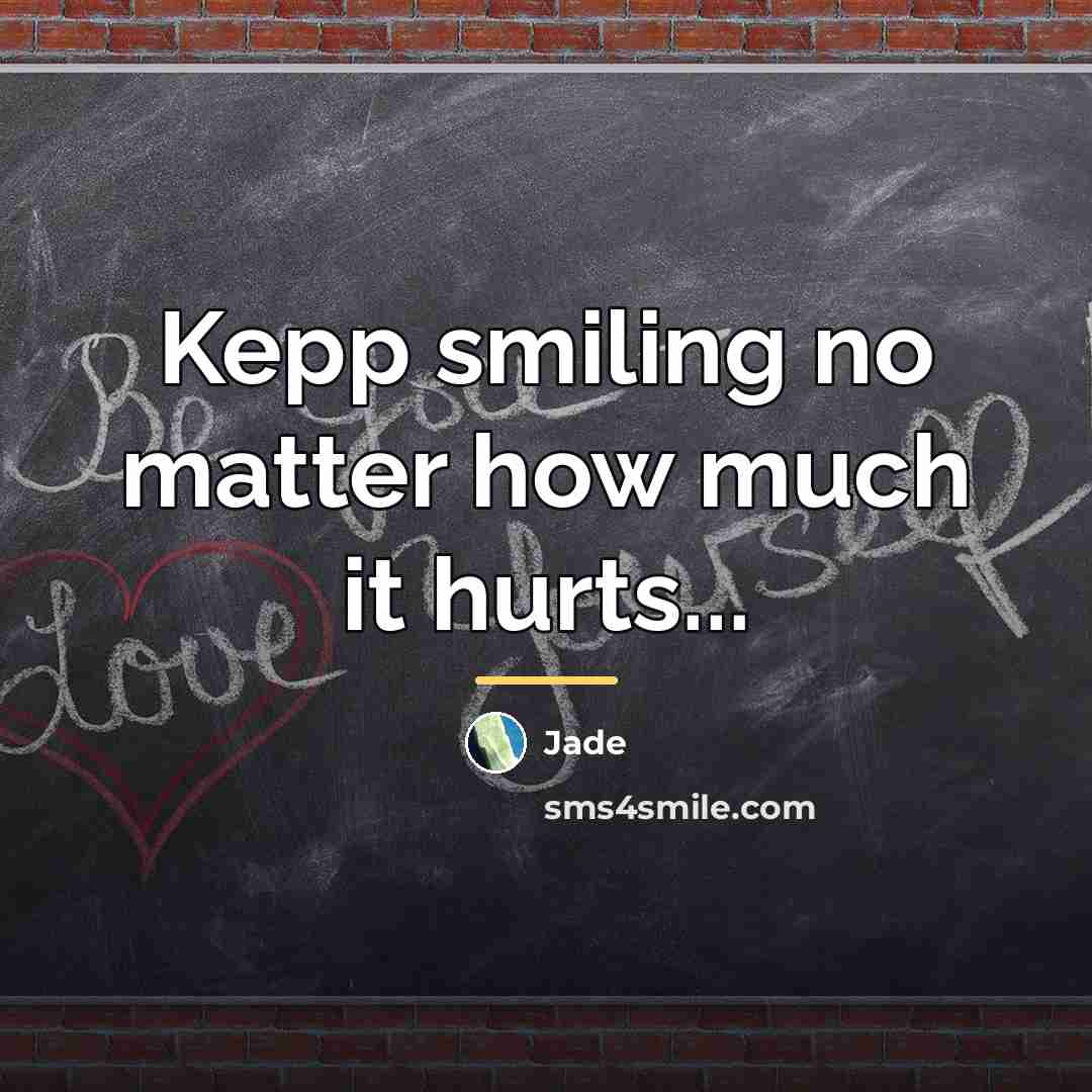 “Kepp smiling no matter how much it hurts...…” quote by Jade