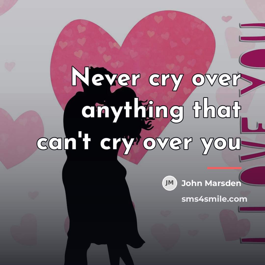 “Never cry over anything that can't cry over you…” quote by John Marsden