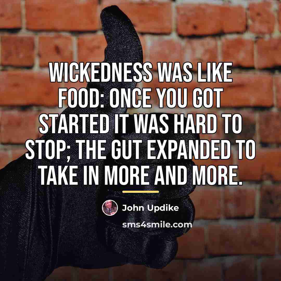 “Wickedness was like food: once you got started it was…” quote by John Updike