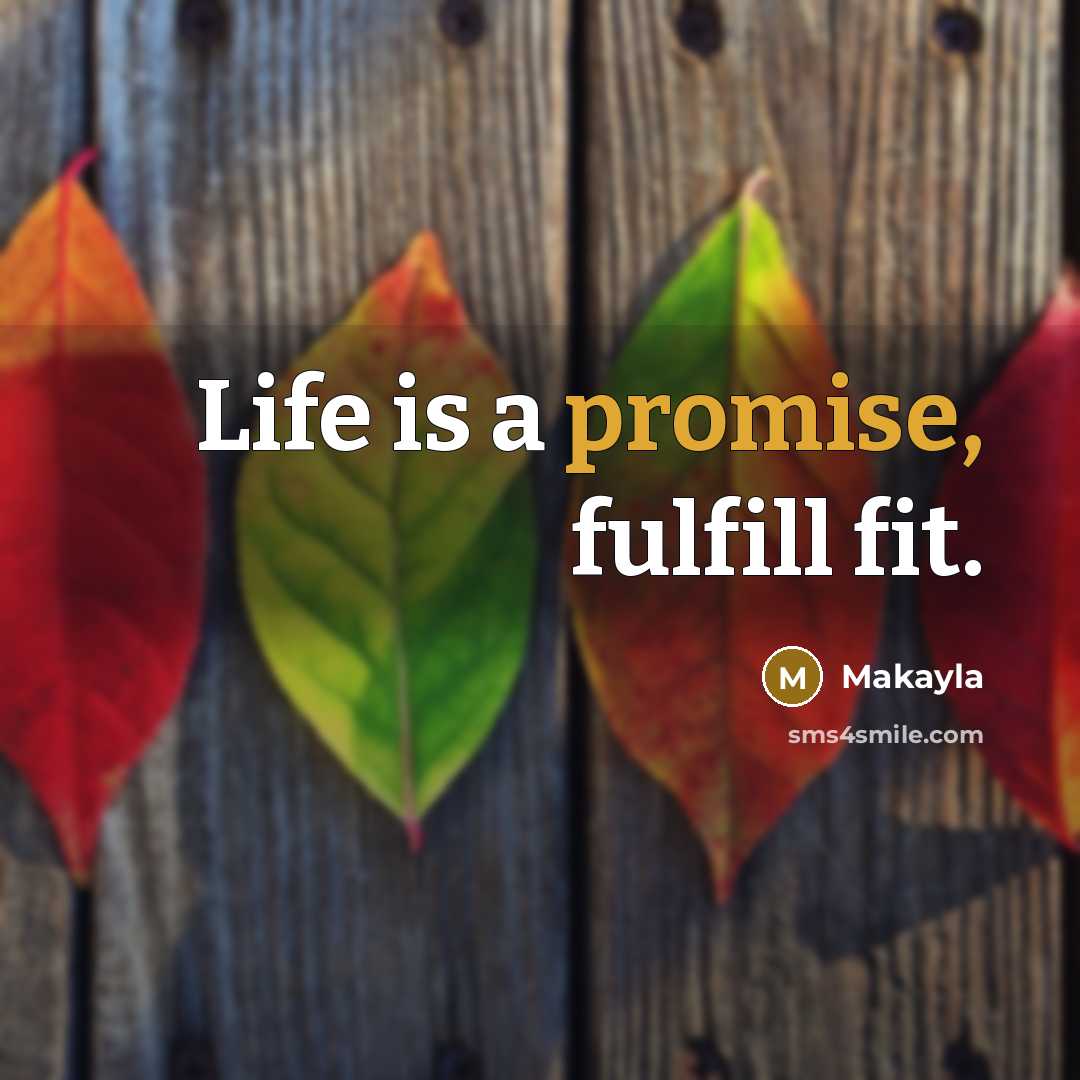 “Life is a promise, fulfill fit.…” quote by Makayla