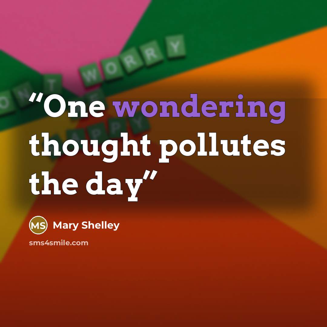 “One wondering thought pollutes the day” quote by Mary Shelley