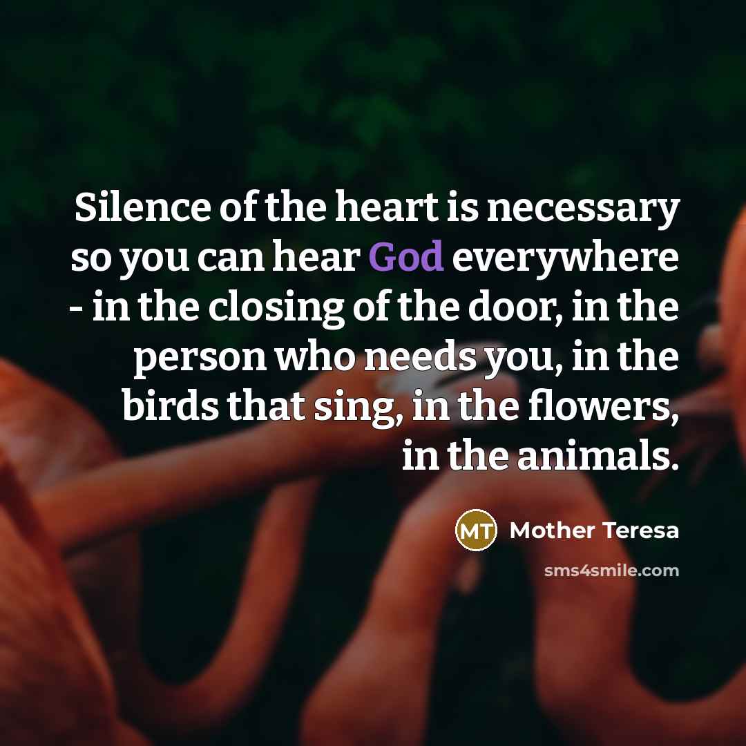 “Silence of the heart is necessary so you can hear…” quote by Mother Teresa