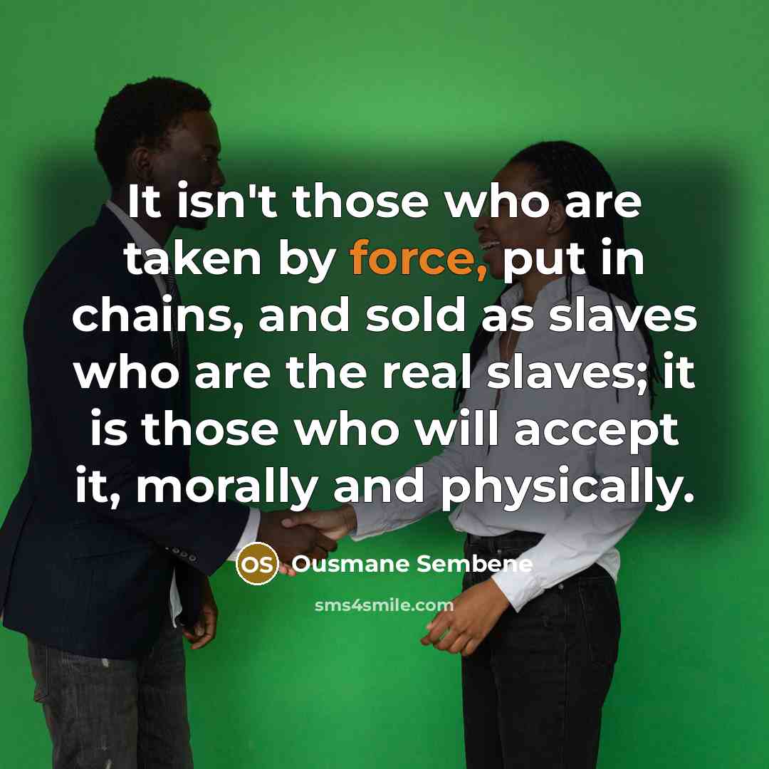 “It isn't those who are taken by force, put in…” quote by Ousmane Sembene