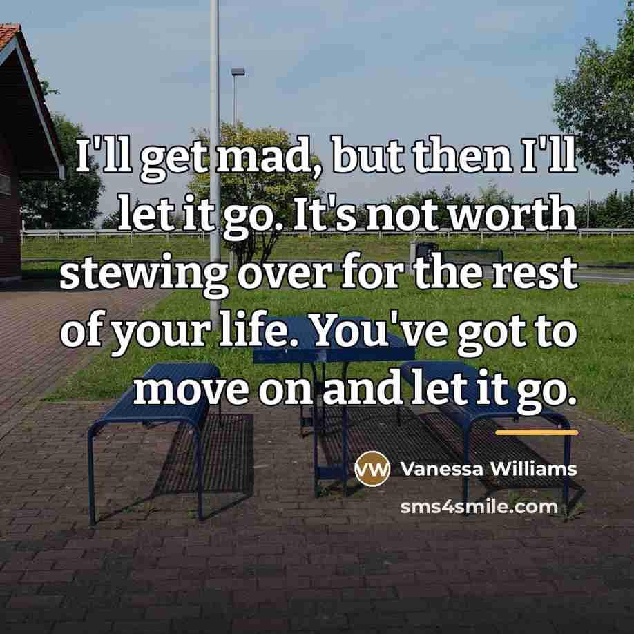 “I'll get mad, but then I'll let it go. It's…” quote by Vanessa Williams