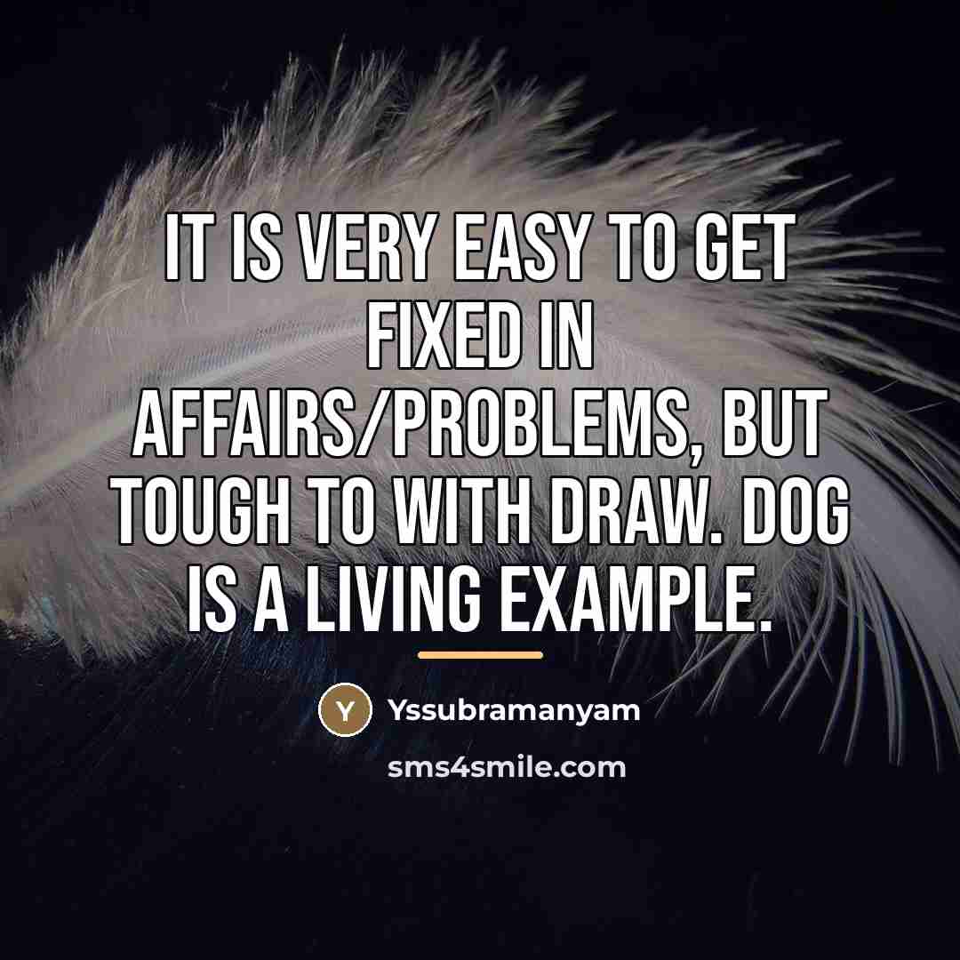 “It is very easy to get fixed in affairs/problems, but…” quote by Yssubramanyam