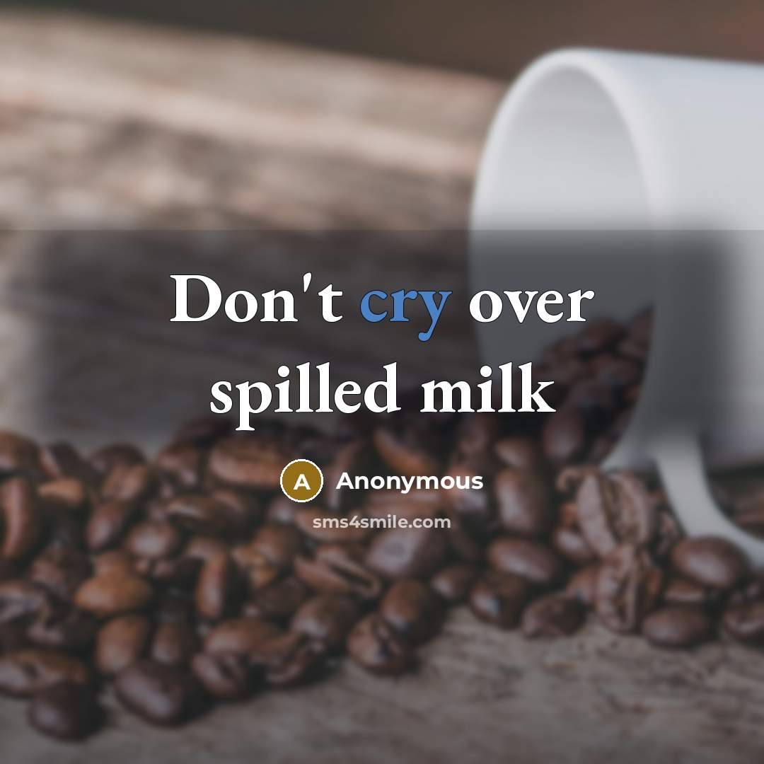 “Don't cry over spilled milk…” quote by Anonymous