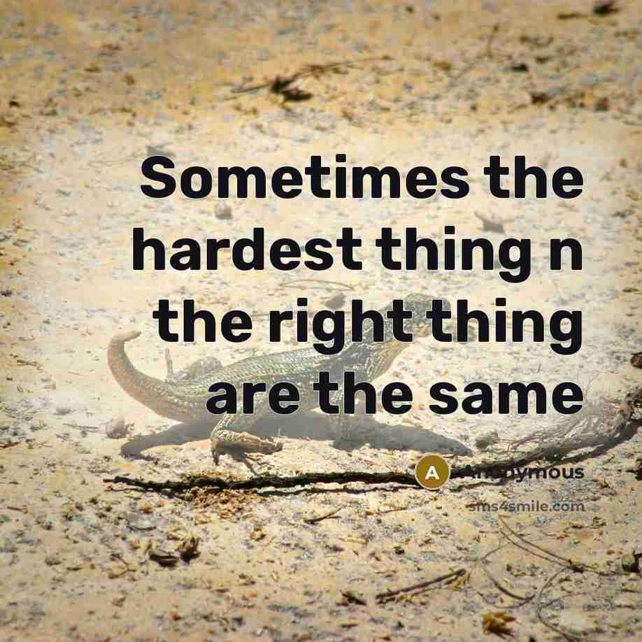 “Sometimes the hardest thing n the right thing are the same” quote by Anonymous