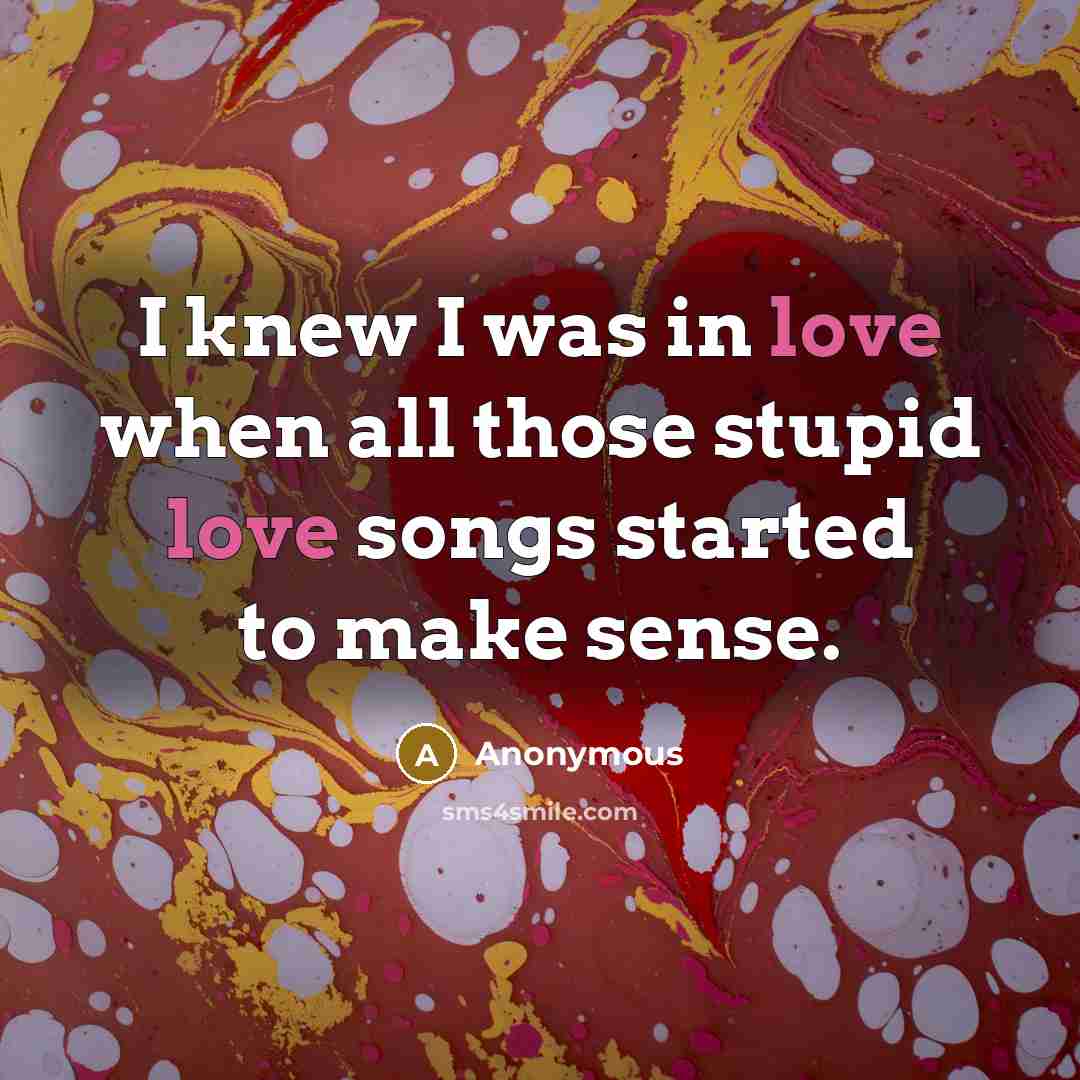 “I knew I was in love when all those stupid…” quote by Anonymous