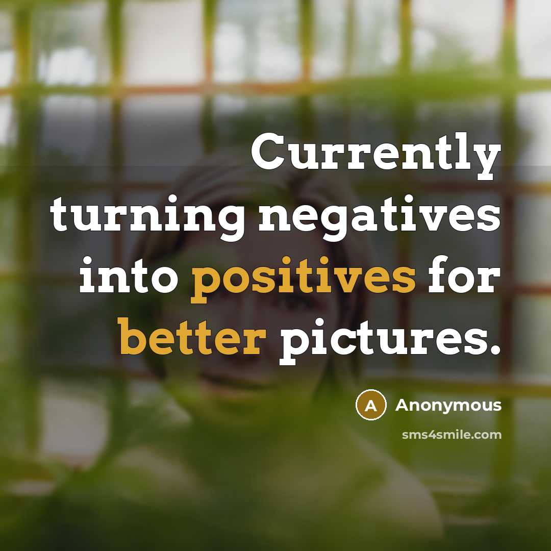 “Currently turning negatives into positives for better pictures.” quote by Anonymous