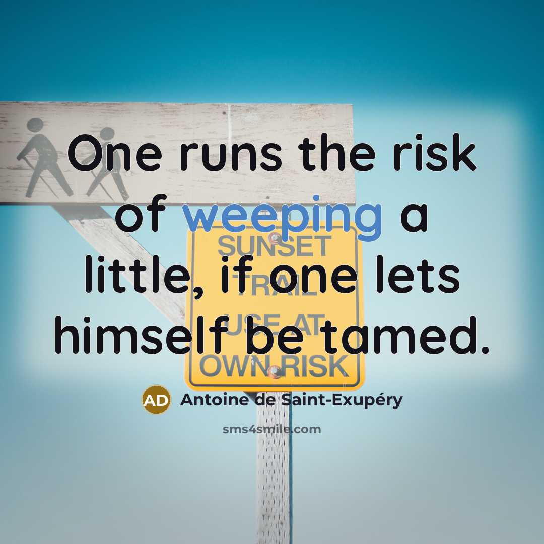 “One runs the risk of weeping a little, if one…” quote by Antoine de Saint-Exupery