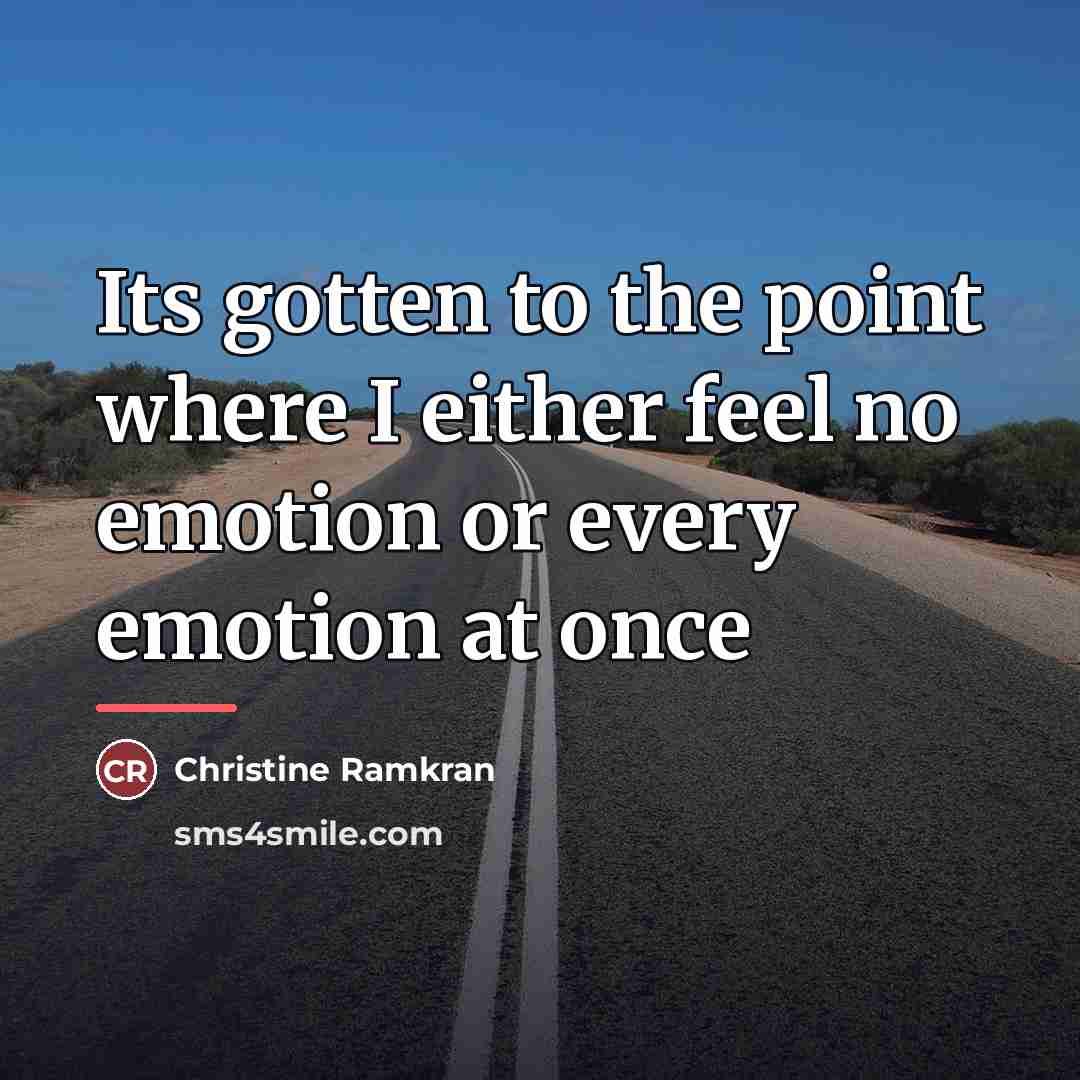 “Its gotten to the point where I either feel no…” quote by Christine Ramkran