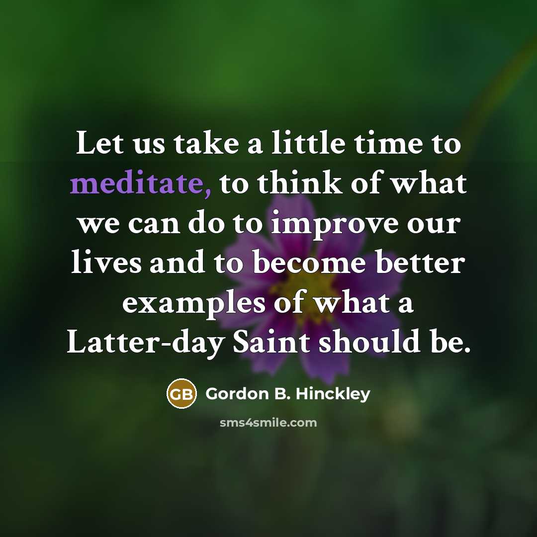“Let us take a little time to meditate, to think…” quote by Gordon B. Hinckley