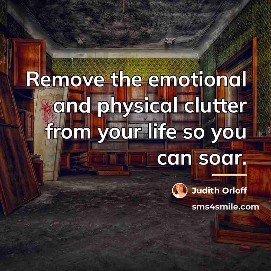 “Remove the emotional and physical clutter from your life so…” quote by Judith Orloff