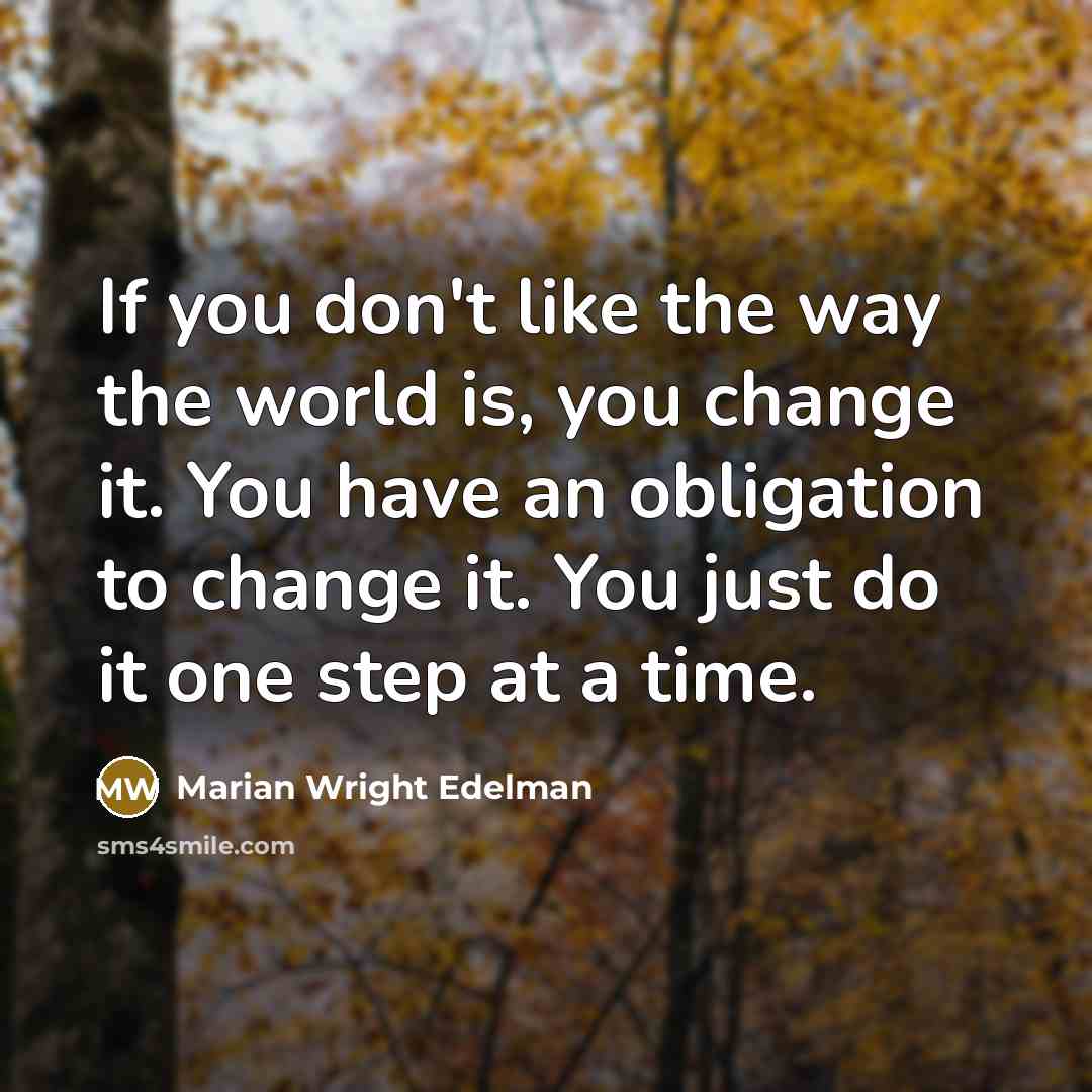 “If you don't like the way the world is, you…” quote by Marian Wright Edelman
