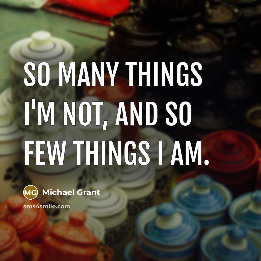 “So many things I'm not, and so few things I am.” quote by Michael Grant