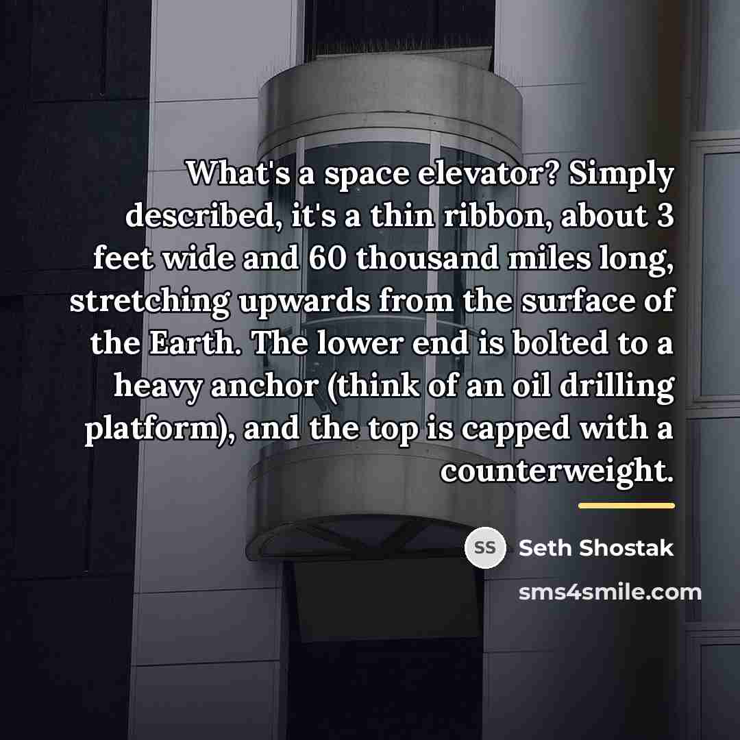 “What's a space elevator? Simply described, it's a thin ribbon,…” quote by Seth Shostak