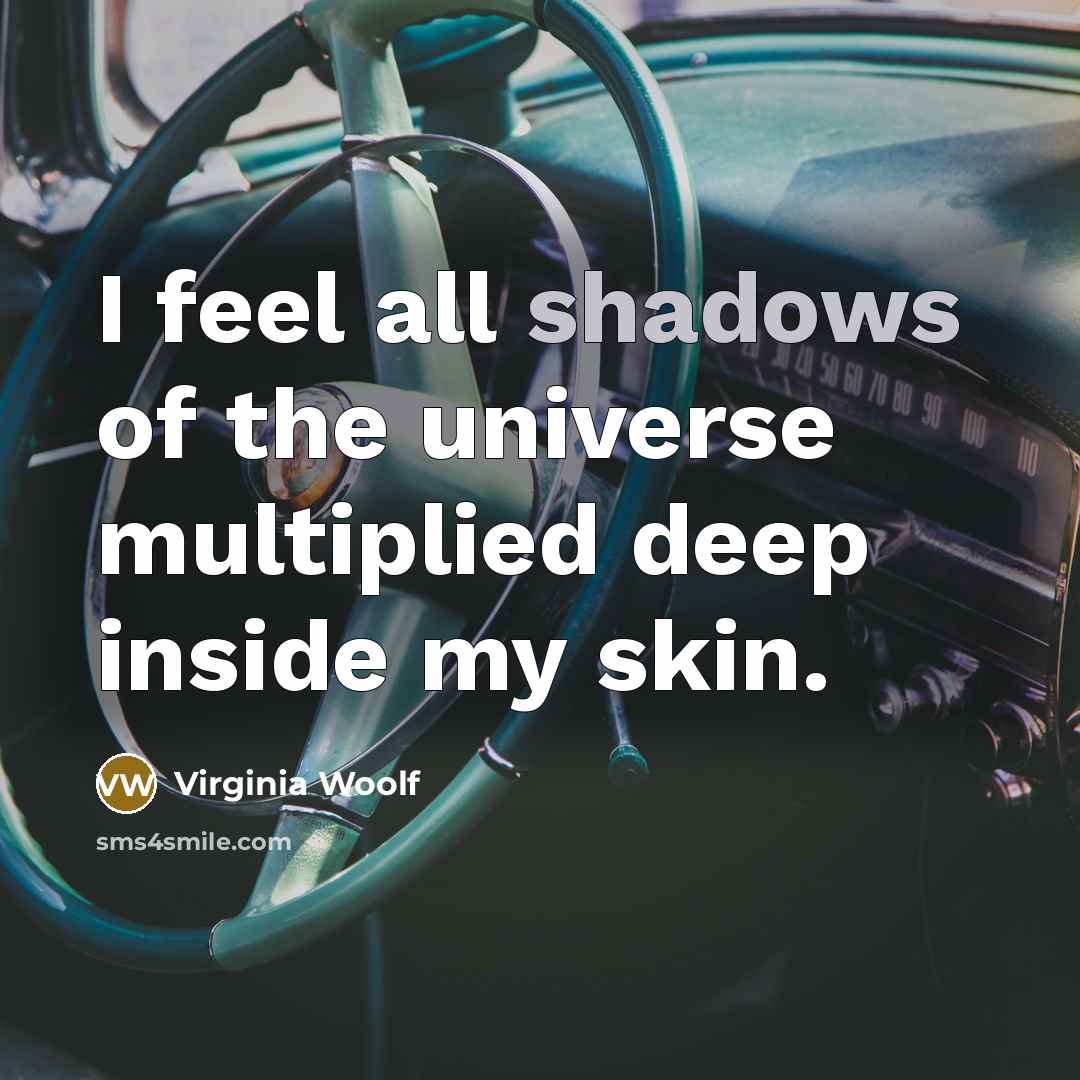 “I feel all shadows of the universe multiplied deep inside my skin.” quote by Virginia Woolf
