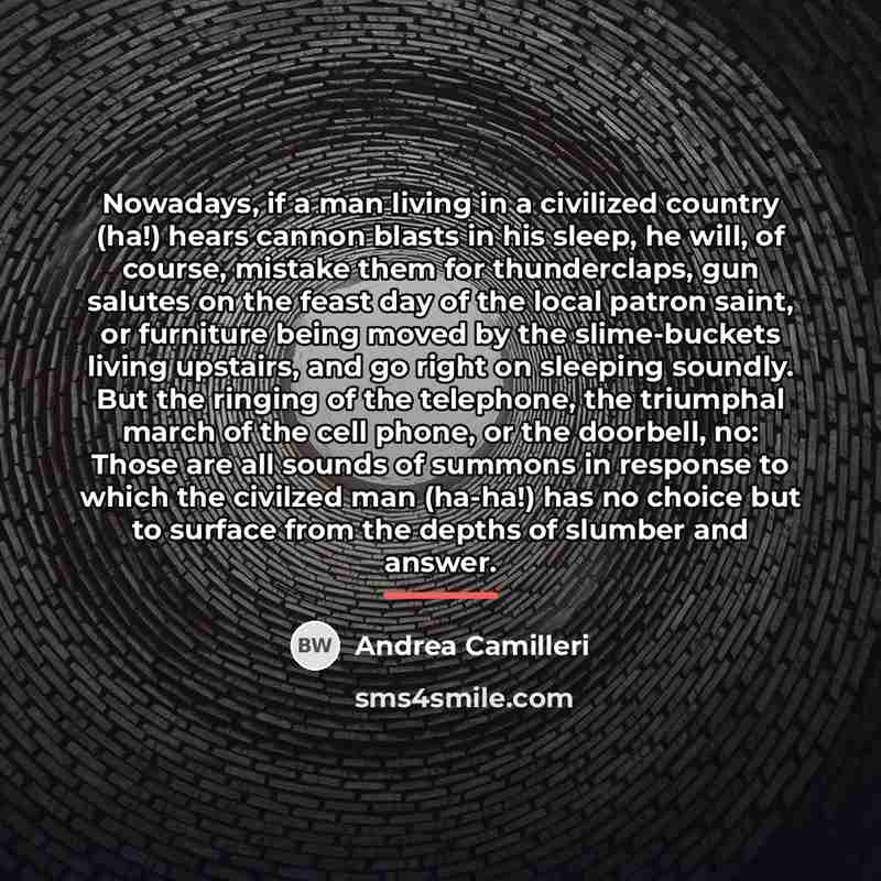 “Nowadays, if a man living in a civilized country (ha!)…” quote by Andrea Camilleri