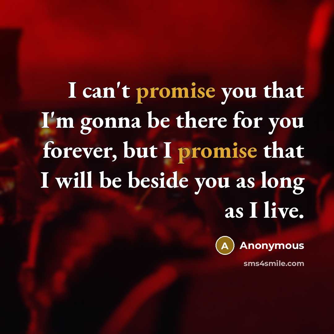 “I can't promise you that I'm gonna be there for…” quote by Anonymous