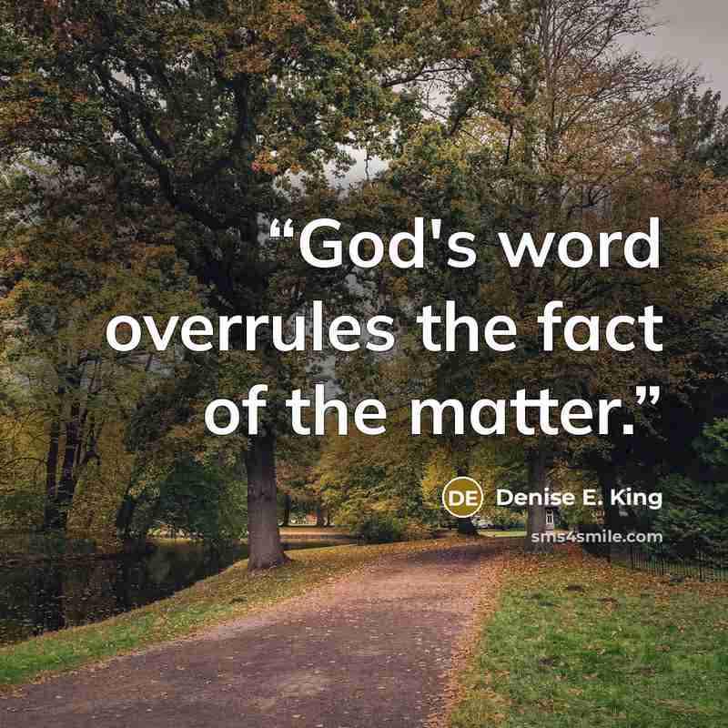 “God's word overrules the fact of the matter.” quote by Denise E. King