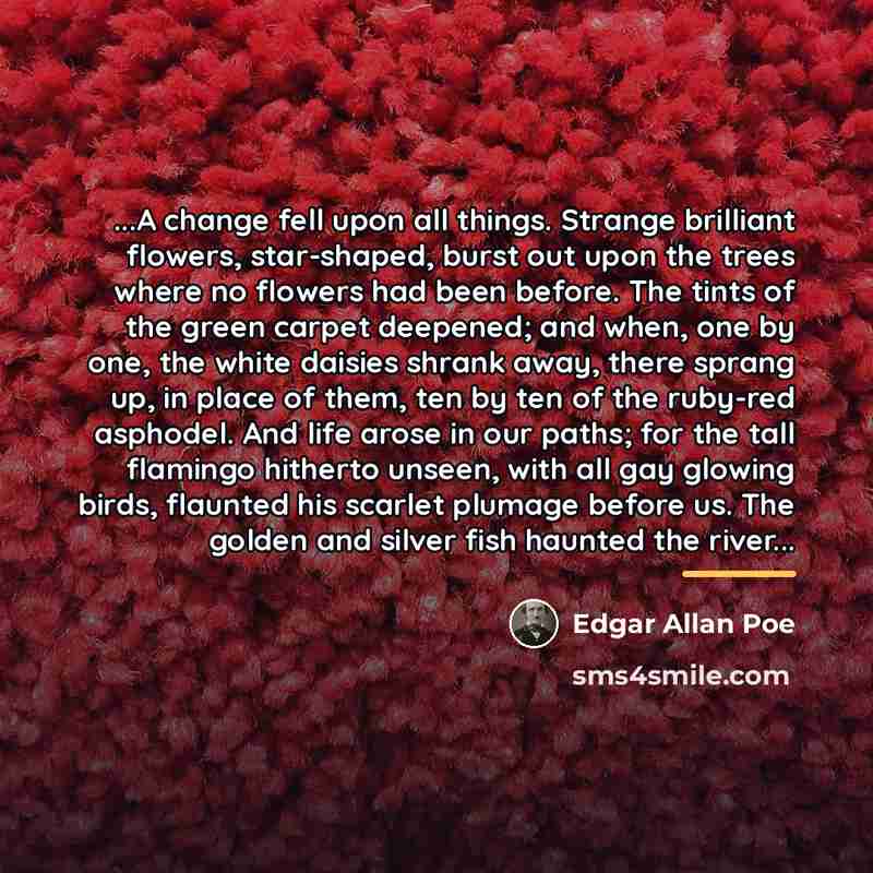 “...A change fell upon all things. Strange brilliant flowers, star-shaped,…” quote by Edgar Allan Poe