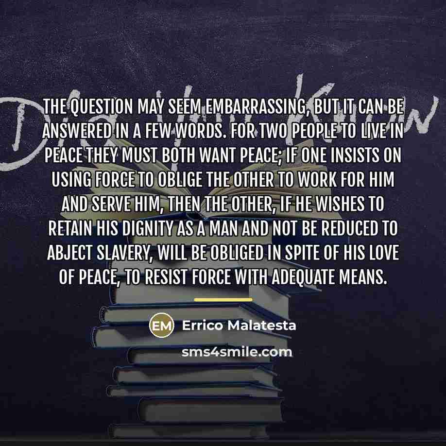 “The question may seem embarrassing, but it can be answered…” quote by Errico Malatesta