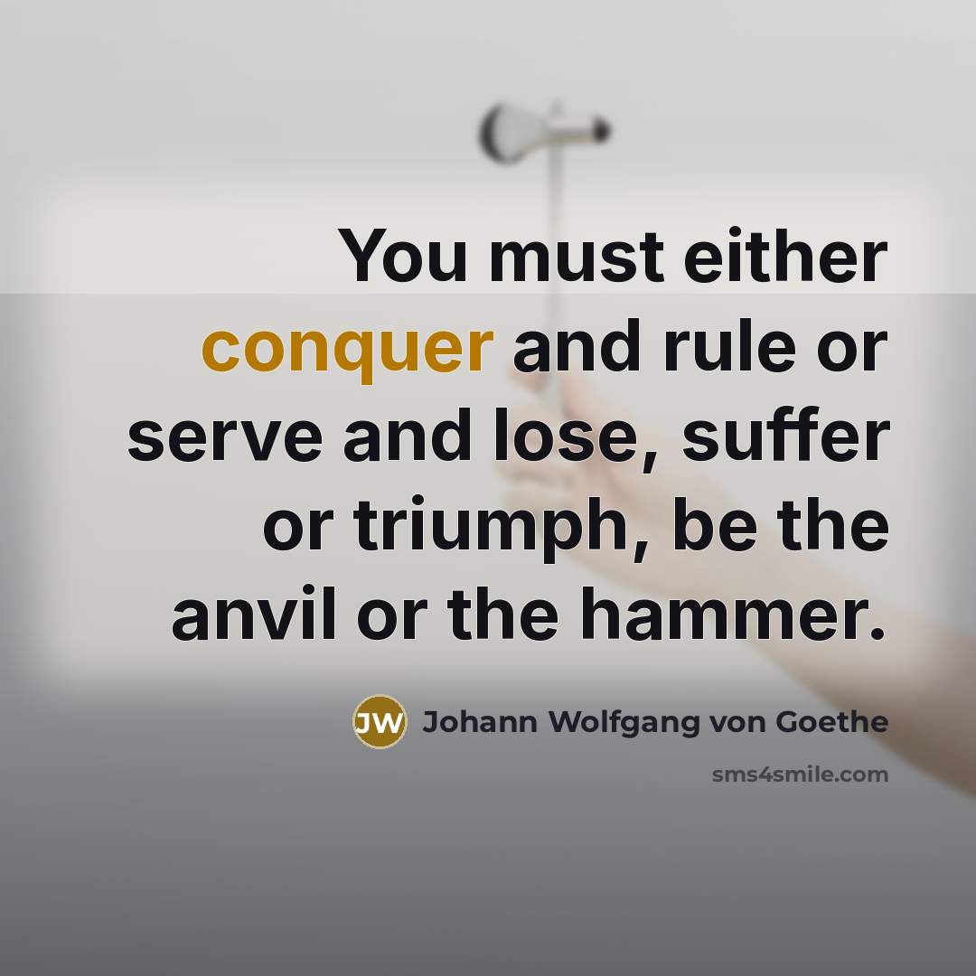 “You must either conquer and rule or serve and lose,…” quote by Johann Wolfgang von Goethe