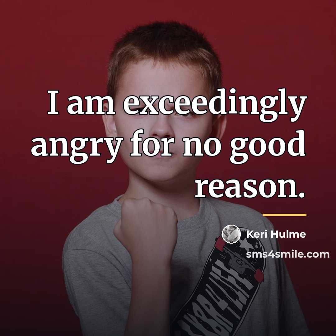 “I am exceedingly angry for no good reason.…” quote by Keri Hulme