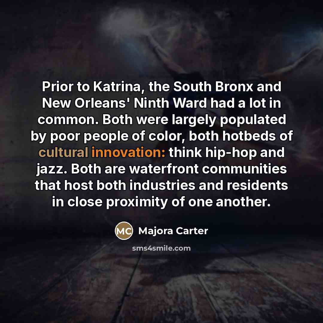“Prior to Katrina, the South Bronx and New Orleans' Ninth…” quote by Majora Carter