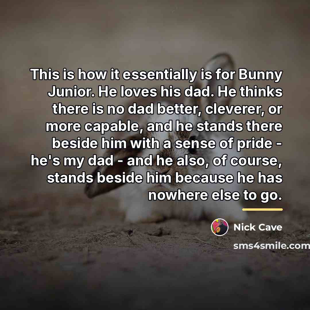 “This is how it essentially is for Bunny Junior. He…” quote by Nick Cave