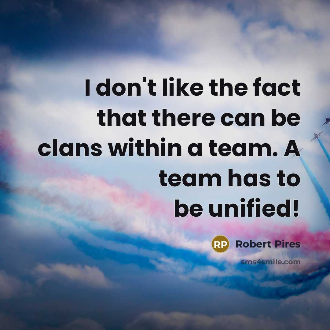 “I don't like the fact that there can be clans within a team. A team has to be unified!” quote by Robert Pires