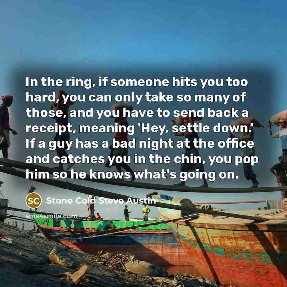 “In the ring, if someone hits you too hard, you…” quote by Stone Cold Steve Austin
