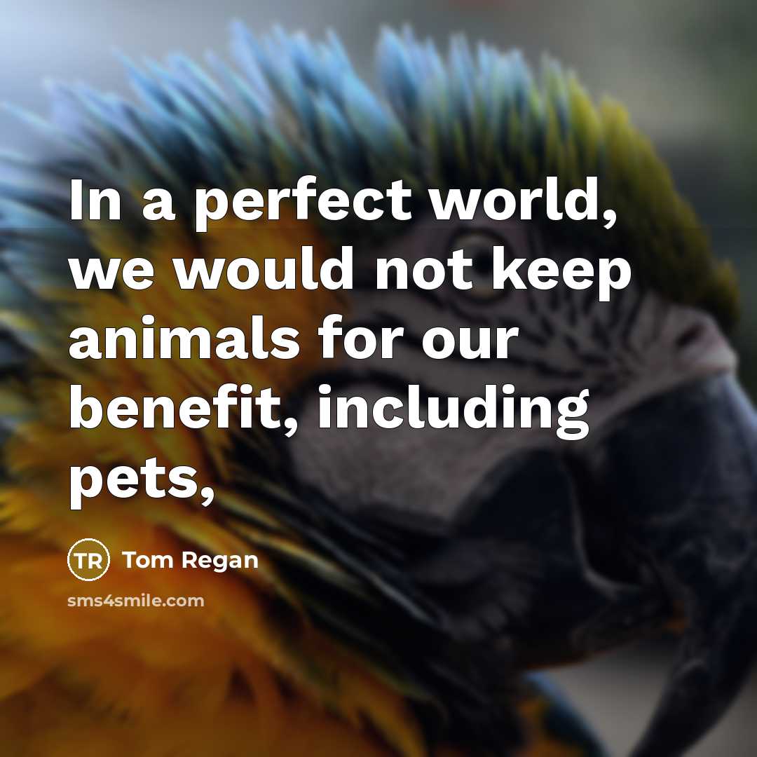 “In a perfect world, we would not keep animals for…” quote by Tom Regan