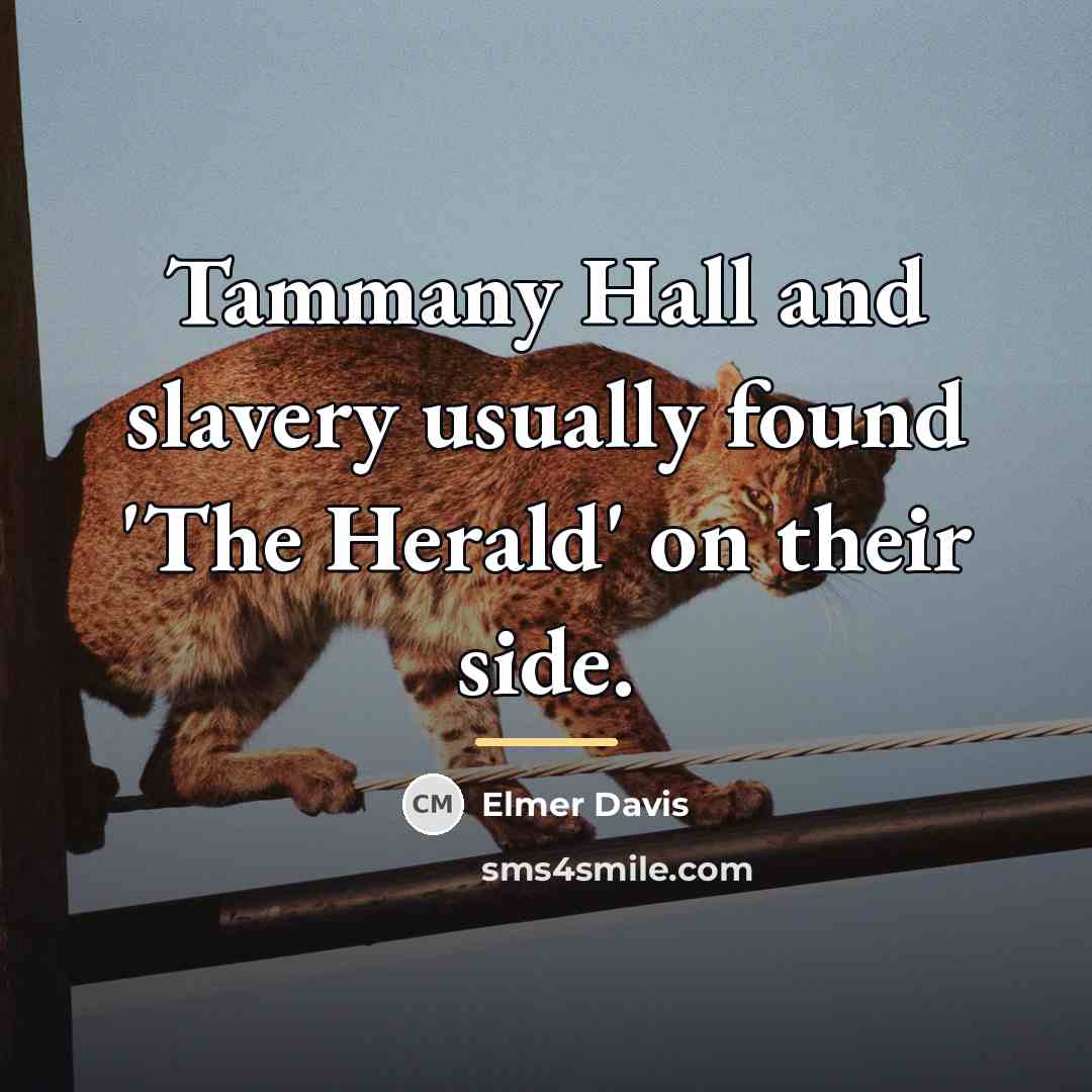 “Tammany Hall and slavery usually found 'The Herald' on their…” quote by Elmer Davis