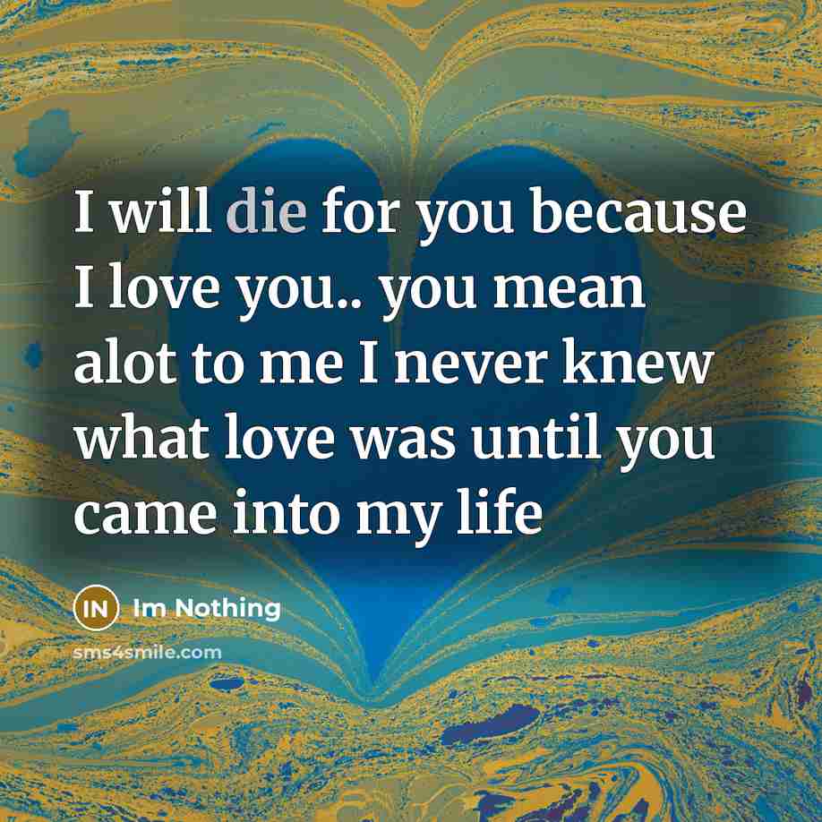 “I will die for you because I love you.. you…” quote by Im Nothing