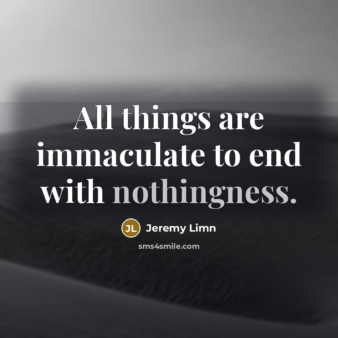 “All things are immaculate to end with nothingness.” quote by Jeremy Limn