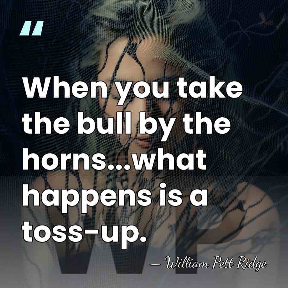 When you take the bull by the horns...what happens is a toss-up. - William Pett Ridge